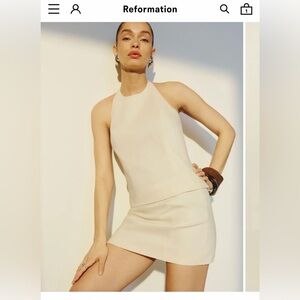 Reformation Avielle Linen Two Piece Ivory - Size 4